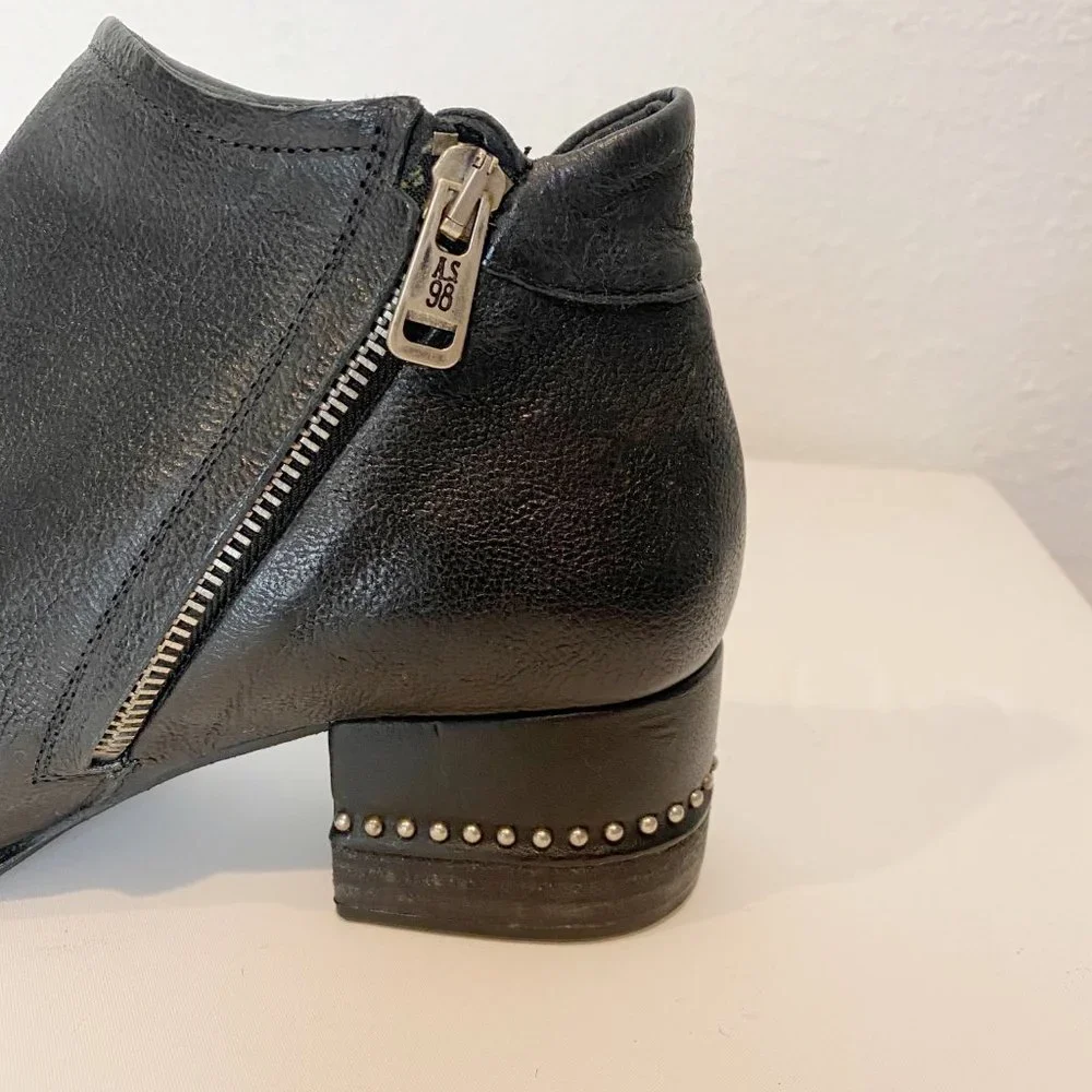 FINAL SALE: A.S.98 Leather black Miles Peep Toe Bootie New - Picture 7 of 14